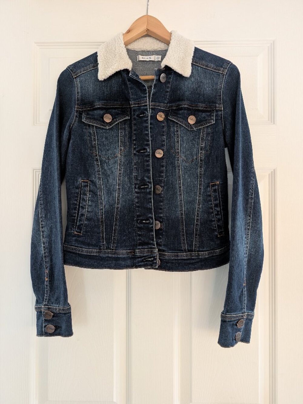 Ricki's sherpa collar jean jacket dark denim size XS